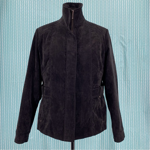 Click Collection Black Microsuede Zipper Closure Jacket, 12 - Picture 14 of 16